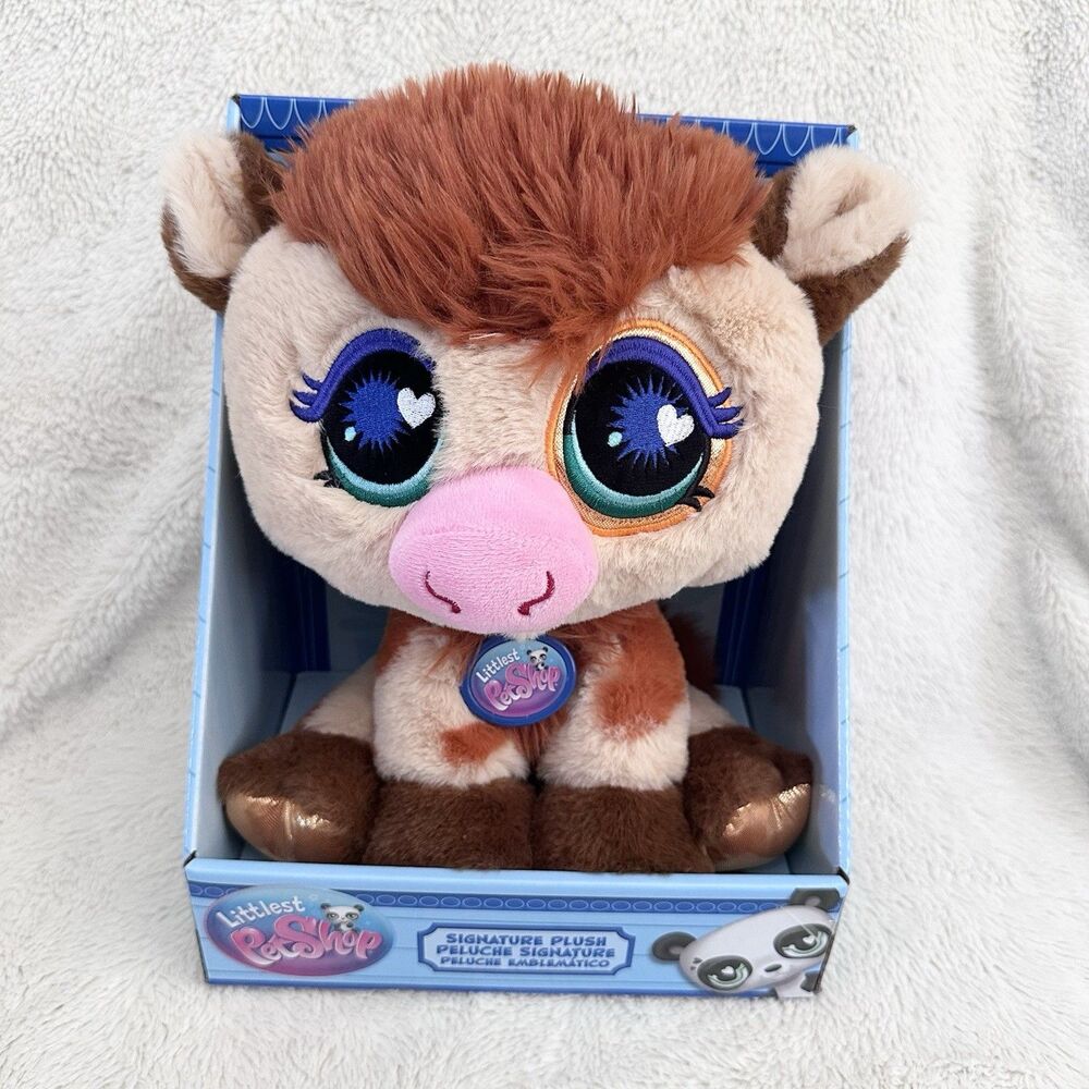New Littlest Pet Shop Brown Highland Cow Plush Stuffed Toy Animal 10" in Box